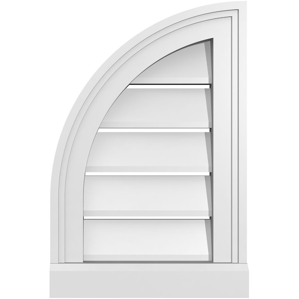 Ekena Millwork Quarter Round Top Left Surface Mount PVC Gable Vent w/ 2"W x 2"P Brickmould Sill Frame, 12"W x 18"H GVPQL12X1803SF - main